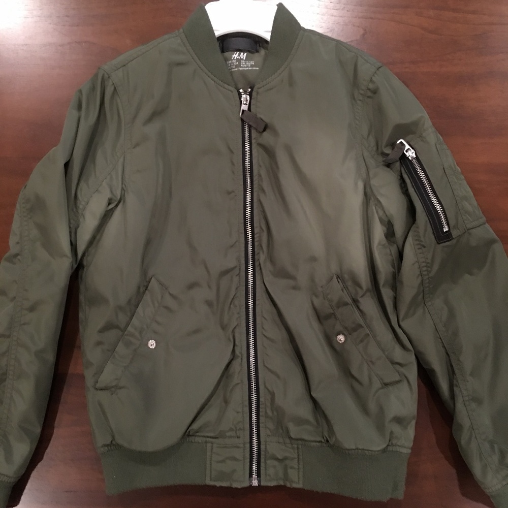 Older Boys H&M Army Green Bomber Jacket